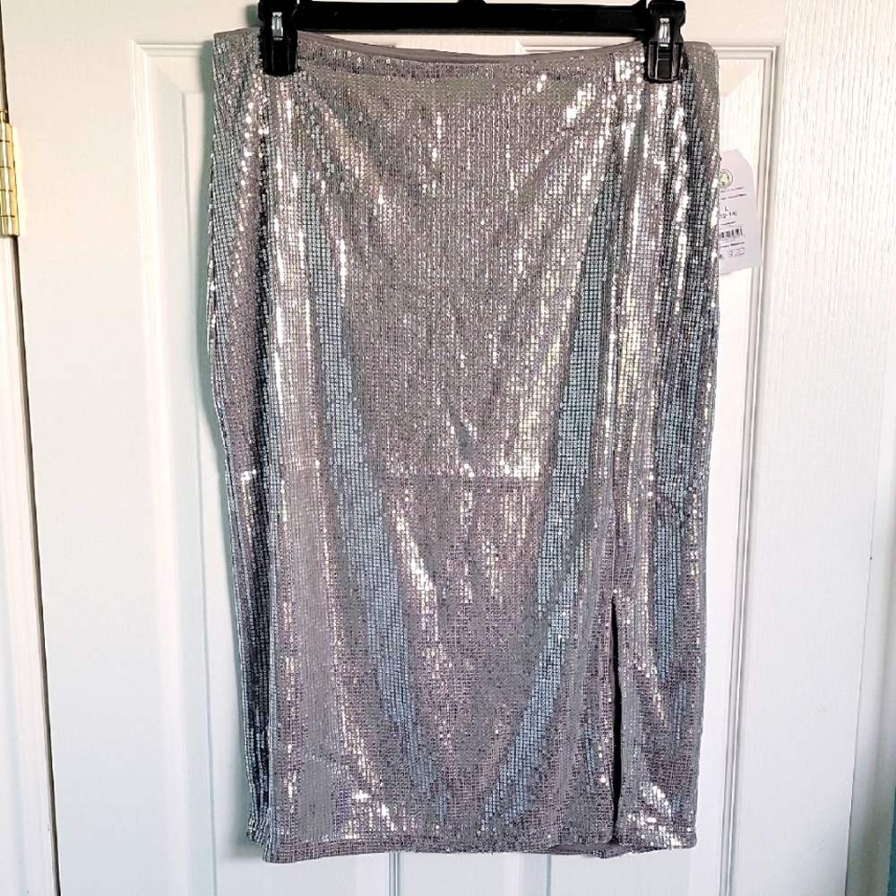 Silver Sequin Skirt